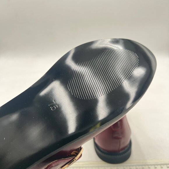 YDN Brown Low Heel Loafers Round Toe Chunky Heel Adjustable Buckled T-Strap Shoe - Picture 6 of 8